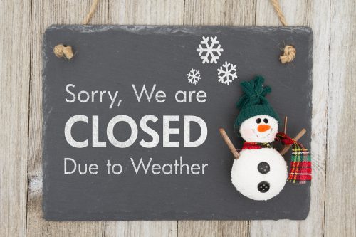 Closed due to weather sign